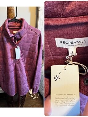 Thread & Supply Recreation Quilted Pullover Sweatshirt in Mauve